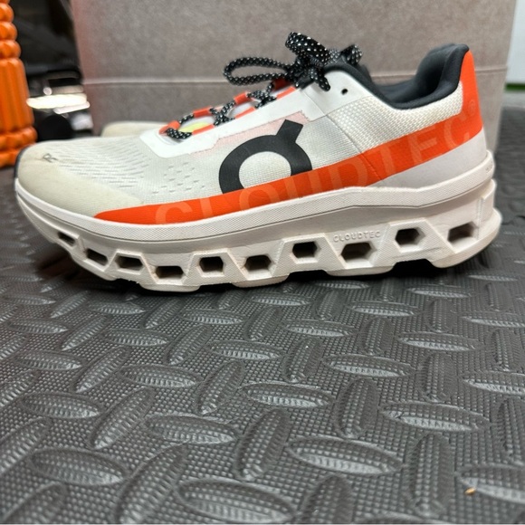 On Cloud Women's Cloudmonster Running Shoes, 10.5, Undyed-White Flame Orange - Picture 5 of 14